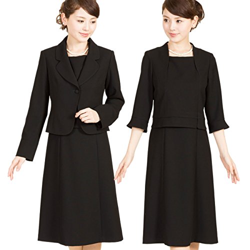 【メアリーココ】MKV-0309 喪服　ブラックフォーマル レディース　礼服　前開き　テーラード　アンサンブル　マタニティ　黒　セレモニー　ミセス