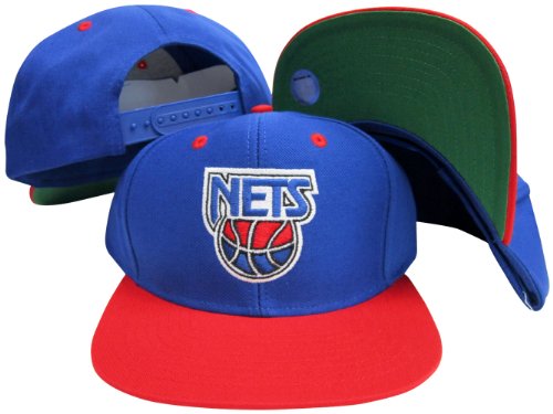 New Jersey Nets Logo Blue / Red Two Tone Plastic Snapback Adjustable Plastic Snap Back Hat / Cap