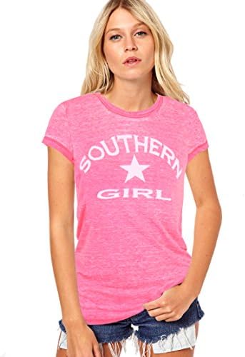 Southern Girl Burnout Womens T-Shirt (S, Pink)
