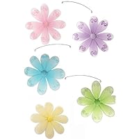 Flower Mobile Pink Purple Yellow Blue Green Swirls Nylon Daisy Flowers Mobiles Decorations - Decorate for a Baby Nursery Bedroom, Girls Room Hanging Ceiling Decor, Wedding Birthday Party, Bridal Baby Shower, Bathroom. Daisies Flower Decoration 3D Art Craft