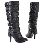Damen Schuhe, Stiefel, 666-93, Synthetik in hochwertiger Leder Optik, Schwarz, Gr 39