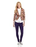 XOXO Juniors Printed Collarless Ruched Sleeve Jacket, Pink, Large