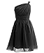 Fairy Couple Girl's One Shoulder Ruching Short Chiffon Flower Girl Dress K0122