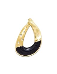 Black Coral Pendant with Diamonds in 14K Yellow Gold