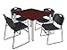 Kee 48" Square Breakroom Table- Mahogany/ Chrome & 4 Zeng Stack Chairs- Black