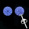 Mbody Sterling Silver / Sapphire Blue Swarovski Crystal Ball Earring Studs, with Sterling Silver Butterfly and Post