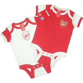 Arsenal Football Club Baby Core Bodysuit Vest (Pack of 2, Red/ White, 3 - 6 Months)