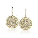 1.00 ct. t.w. Diamond Floral Drop Hoop Earrings In 14kt Yellow Gold