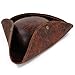 Skeleteen Faux Leather Pirate Hat - Brown Distressed Leather Colonial Style Tricorn Hat