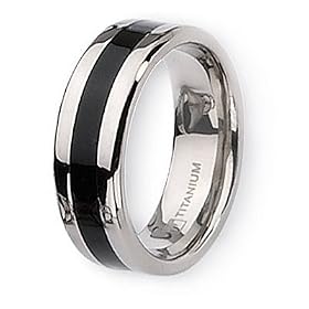 Black Enamel Polished Titanium Ring (8.0 mm) – Sizes 7-13