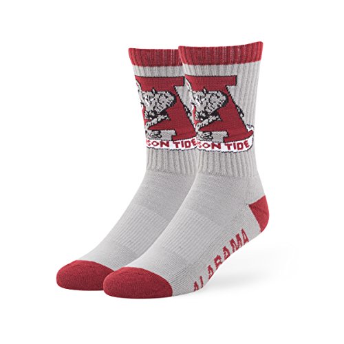 NCAA Alabama Crimson Tide Men's '47 Bolt Casual Dress Crew Socks, Gray, Large, 1-Pack