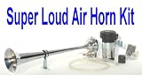 Chrome Trumpet 135db Air Horn Kit w/12v H.D. Compressor Plug-n-Blow