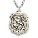 Sterling Silver 3/4" Shield Engraved St. Michael Medal on 20" Chain