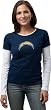 San Diego Chargers Women's Navy Logo Premier Too Long Sleeve Layered Tissue T-Shirt