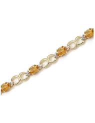 10K Yellow Gold Oval Citrine and Diamond Bracelet by Jewelry Mountain