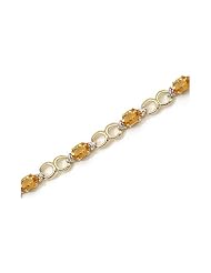 14K Yellow Gold Oval Citrine and Diamond Bracelet by Jewelry Mountain