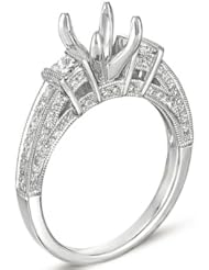 14K White Gold 0.45cttw Round Diamond Semi Mount Engagement Ring