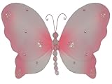 Hanging Nylon Butterfly Decorations - nursery bedroom wedding party shower room wall dcor - 11 Pink Emily