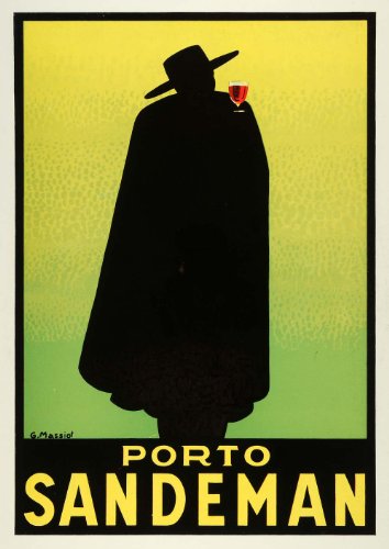 1938 Ad Porto Sandeman French Wines Don Silhouette Green Artist Georges Massiot - Original Print Ad