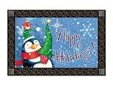 Penguin and Pal Happy Holidays Indoor Outdoor Mat - B002NZIANE