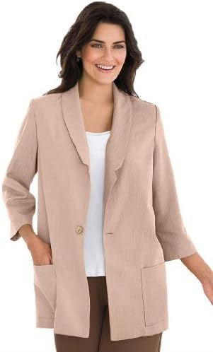 Only Necessities Women's Plus Size 3/4 Sleeve linen touch blazers