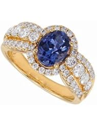 14K Yellow Gold Tanzanite and Diamond Ring -- LIFETIME WARRANTY