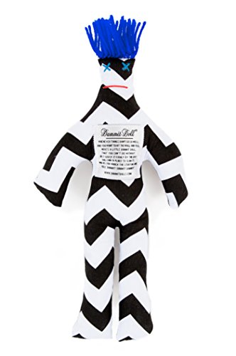 Dammit Doll - Classic Dammit Doll - Dame De Base - Black on White, Blue Hair - Stress Relief, Gag Gift