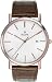 Gold Tone Stainless Steel White Dial Brown Leather Strap
