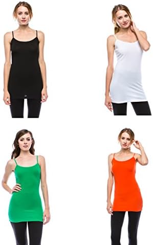 Rosio 205S-3 Long Cami Spaghetti Strap Cotton Tank Top, 2X-Large