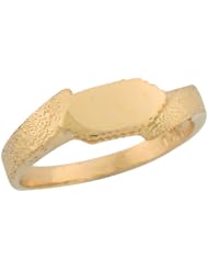 14k Yellow Gold Signet Funky Modern Designer Unique Baby Ring