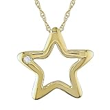 10K yellow gold .02ctw diamond star pendant with 17 inch chain