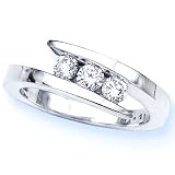 18K White Gold 3 Stone Channel Set Round Diamond Engagement Ring (1/2 cttw, H-I, SI)