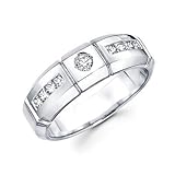 14k White Gold Mens Diamond Wedding Ring Band .54 ct (G-H Color, SI2 Clarity)