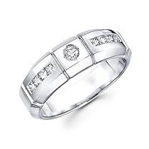 14k White Gold Mens Diamond Wedding Ring Band .54 ct (G-H Color, SI2 Clarity)