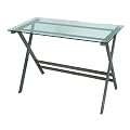 LEVV Graphite Computer Desk with Clear Glass Top