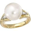 14K Two-Tone Gold Paspaley South Sea Cultured Fine Round Pearl and Diamond Ring - 12.00mm
