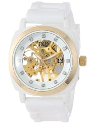 TKO ORLOGI Womens TK626WT Milano White Rubber Mechanical Movement Skeleton Watch