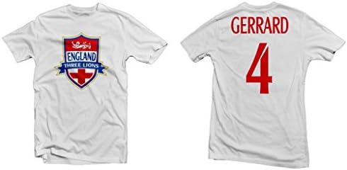 England Three Lions Hero Tee: Steven Gerrard Printed Tee - White| Youth Medium [P*]