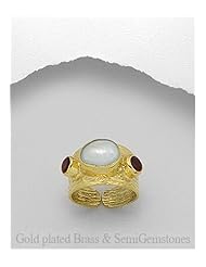 Fresh Water Pearls Ring In Brass
