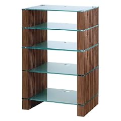 BLOK - STAX 500 - Five Shelf Walnut Hifi Rack TV Stand AV Hi-fi Unit [Clear/etched Glass]