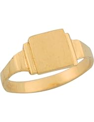 10k Yellow Gold Square Signet Dainty Engravable Designer Baby Ring