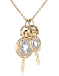 Monica Rich Kosann "Pocket watch Keys" Rock Crystal Mini Pocket Watch Key Necklace 26"