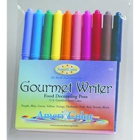 Gourmet Food Writer Edible Color Markers (10 color set) by AmeriColor