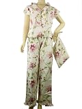 French Floral Peony Motif Designer Luxury Pajamas with Travel Pouch ~ 2 sizes by La Maisonnette