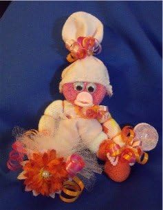 Pink Orange Mini Sock Corsage and Baby Gift in One