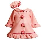 Pink Ruffle Rim Coat with Flower Hat Set (18 Month) - B09793