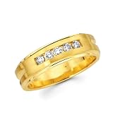 14K Yellow Gold Round Diamonds Women's Couple Wedding Ring Band (0.21 ctw., GH Color, SI Clarity)