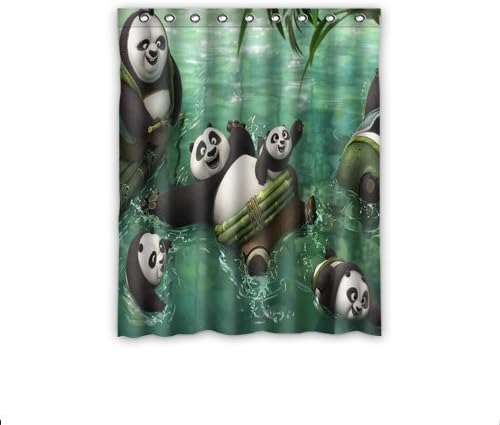 Kung-Fu-Panda Washing Style Living Room Window Curtains Custom Shade Cloth Upscale Bedroom Curtains Solid 52x63 inches