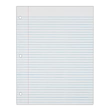 TOPS Filler Paper, White, Medium Weight, College Ruled, 3 Hole Punched, 8.5 x 11 Inches, 150 Sheets per Pack (62345)