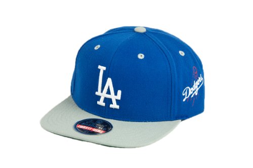 MLB Men's Los Angeles Dodgers Blockhead Snapback Cap (Blue/Grey, Adjustable)